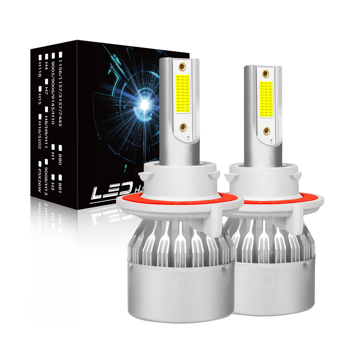 H13 9008 LED Headlight Bulbs Kit 120W 56000LM Hi/Lo Beam Super Bright White