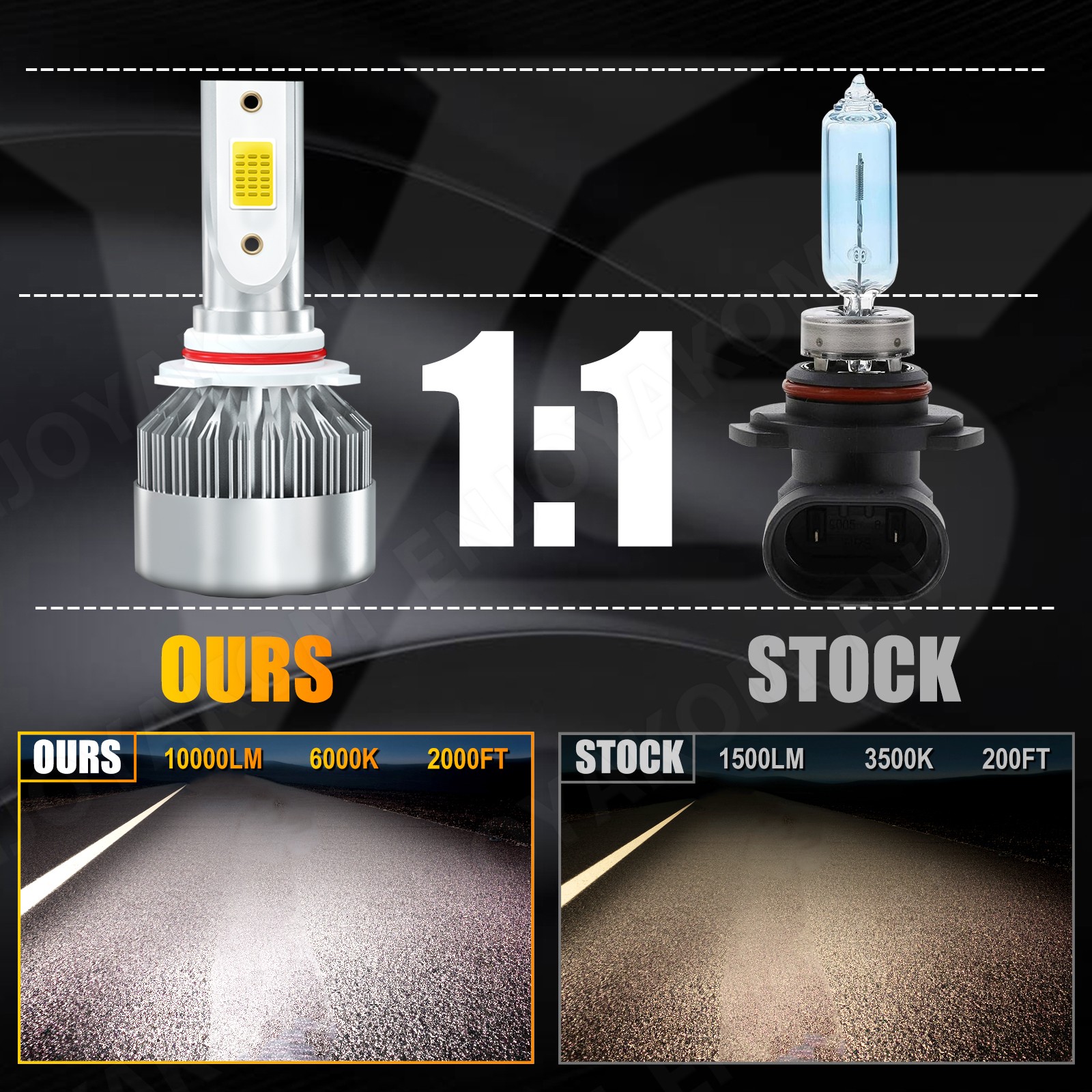 5202+H11+9005 LED Headlight High Low Beam Fog Light Bulbs Kit Super White Brigh