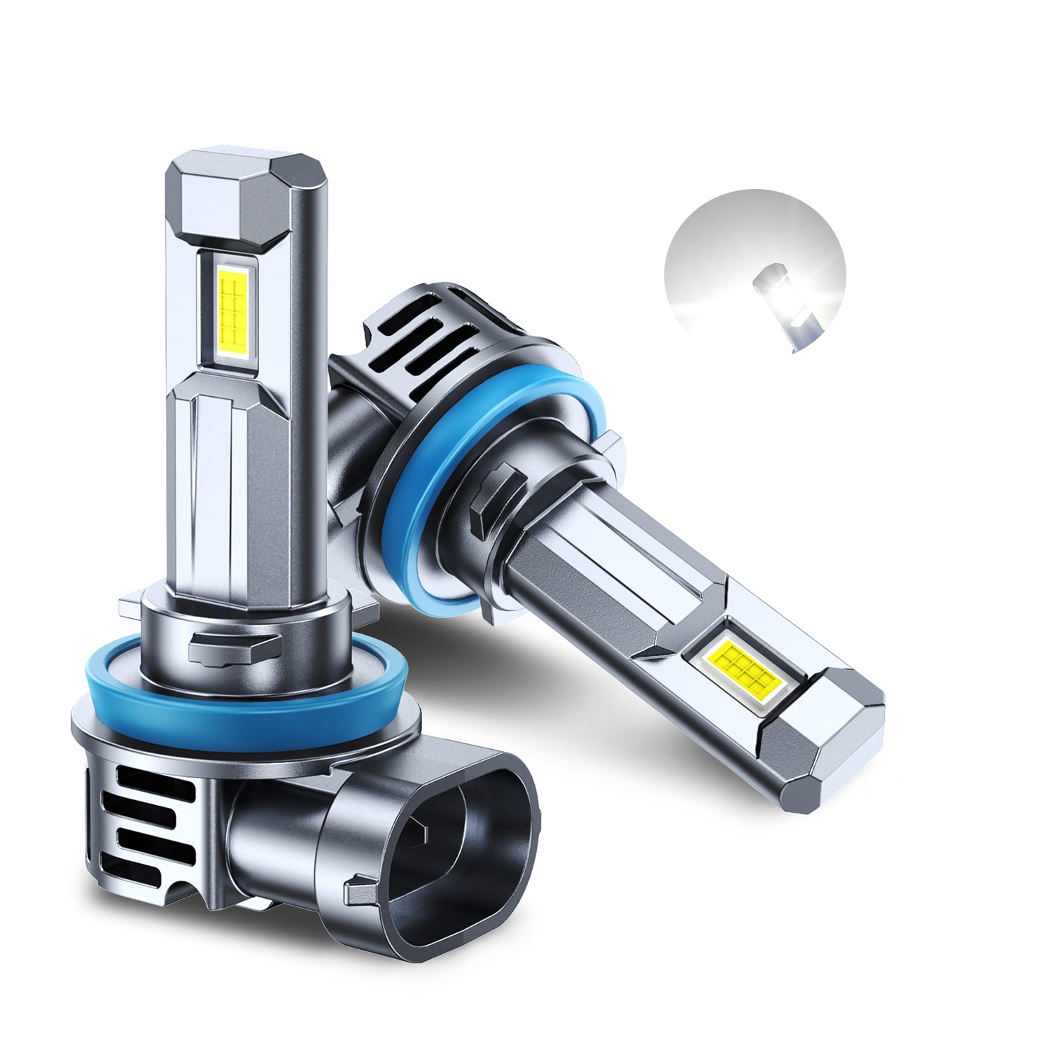 H11/H8/H9 LED Headlight Bulb 6500K 24000LM High/Lo Beam Bright White Lamp 2X 20S