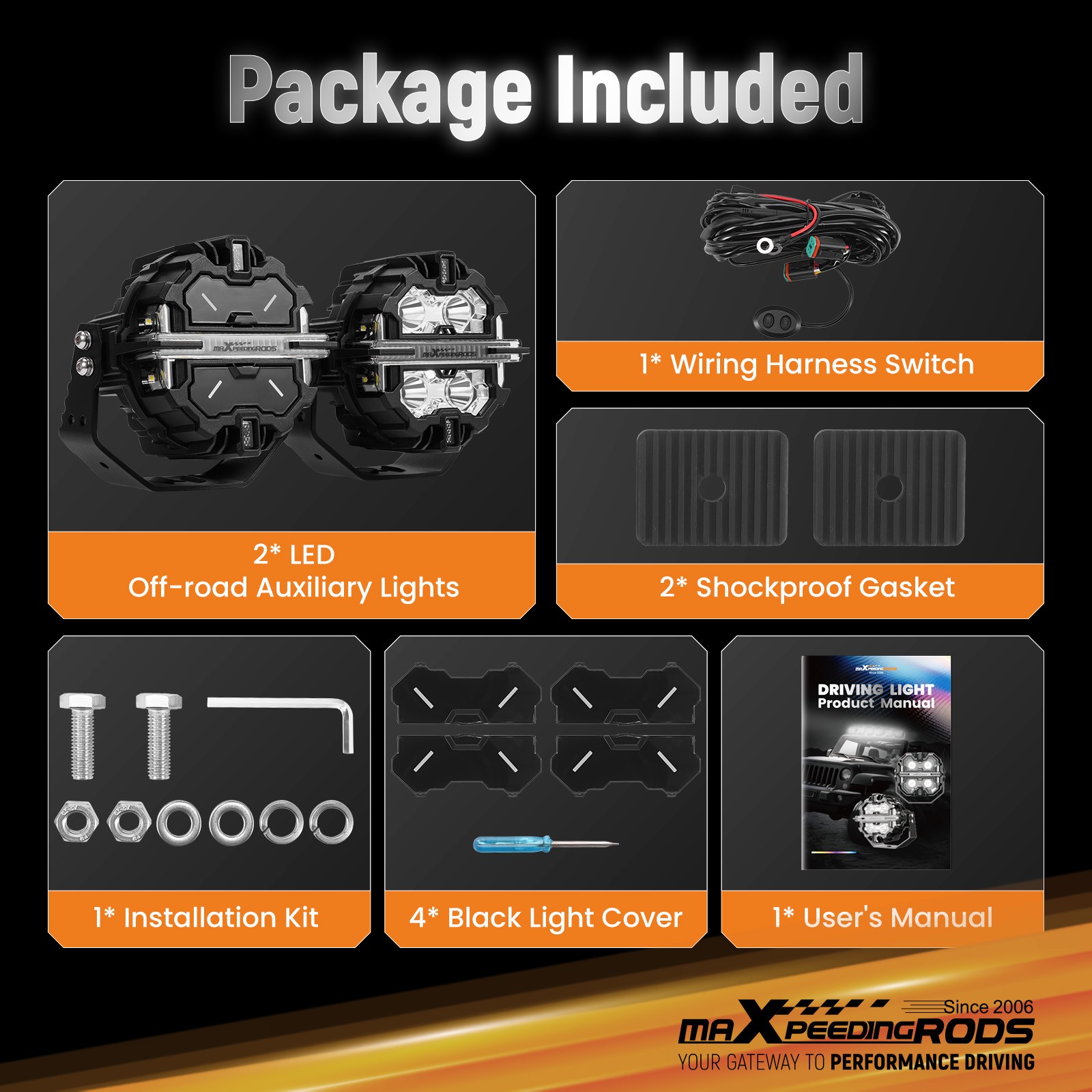 5inch LED Light Pods White + Amber DRL IP68 Waterproof Off Road Driving Lights