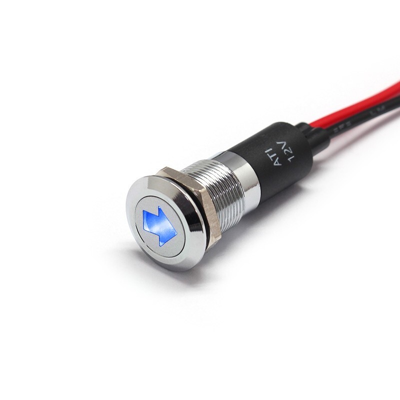 1 SET PL12MS mm 1/2″ 12V LED Signal Indicator Dash Light Chrome for Alpinetech