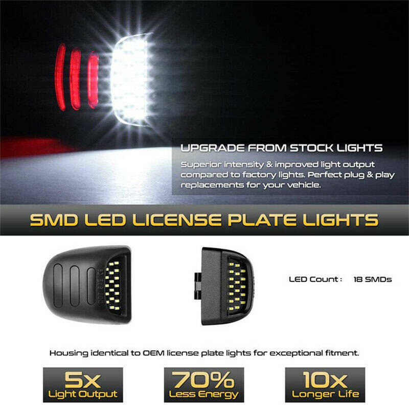 LED License Plate Light Red DRL For Chevy Silverado For GMC Sierra 1500 2500 AB