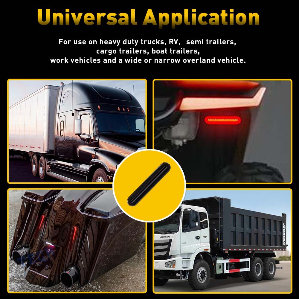 2x 5″ LED Truck Trailer Brake Turn Signal Flowing Tail Light Bar Stop Red Amber