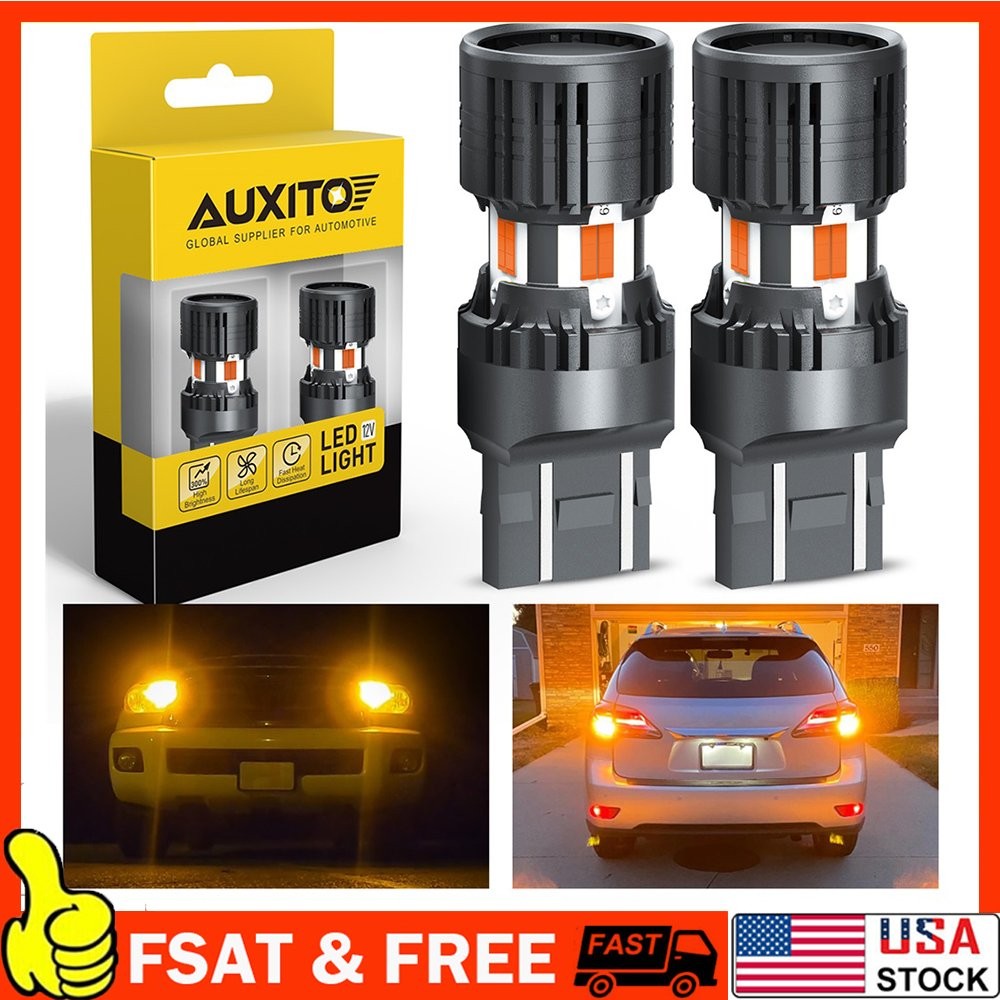2x AUXITO 7443 7440 SMD LED Back Up Reverse Light Bulbs 3000K Amber Canbus 1~10X