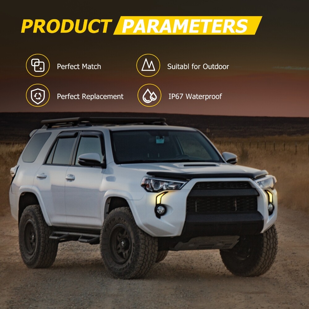 For Toyota 4Runner 13-21 LED Front Fog Light DRL Turn Signal Lights Amber/White