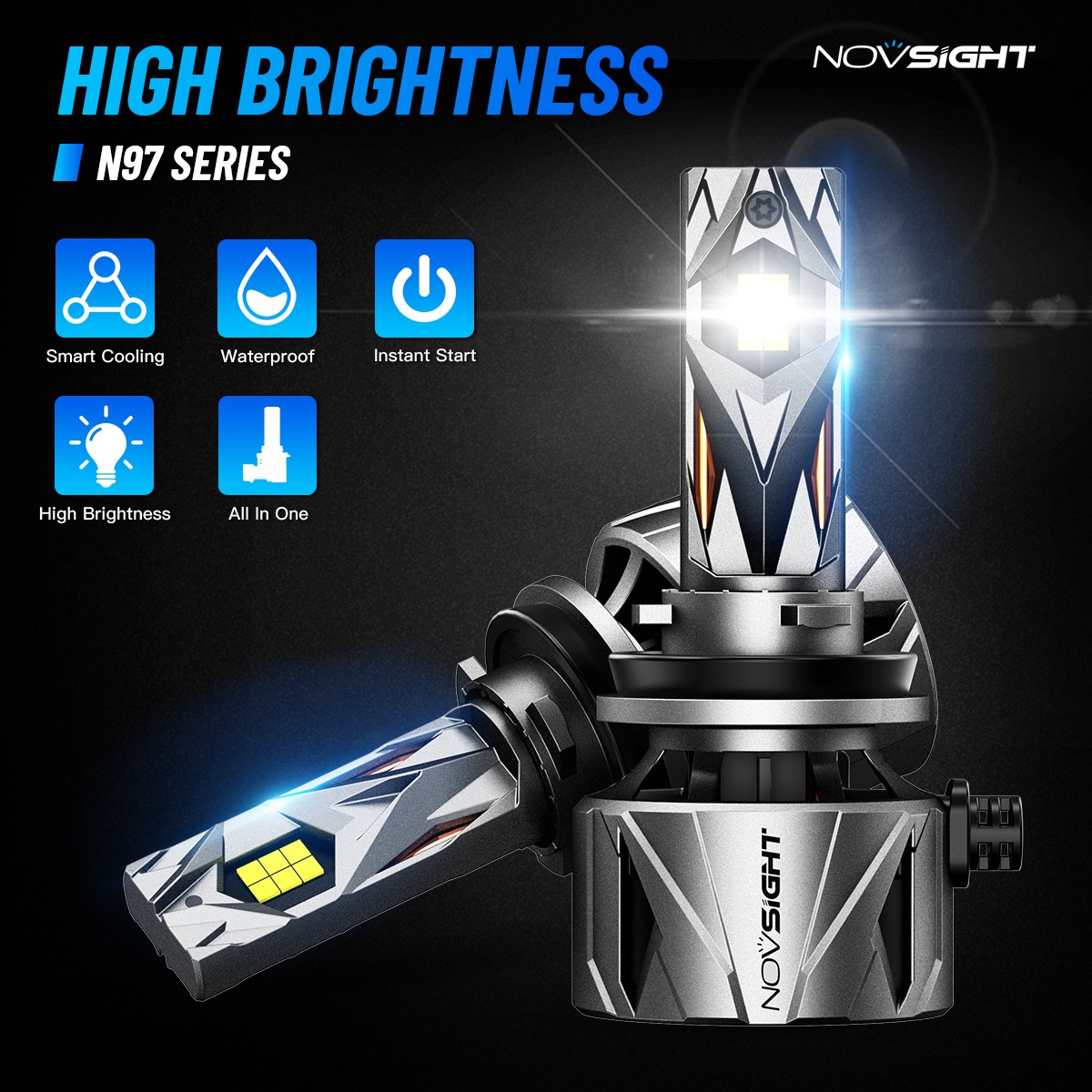 NOVSIGHT H11 H13 9004 9005 9006 9007 LED Headlight Bulbs Lamp 6500K 60000LM 240W