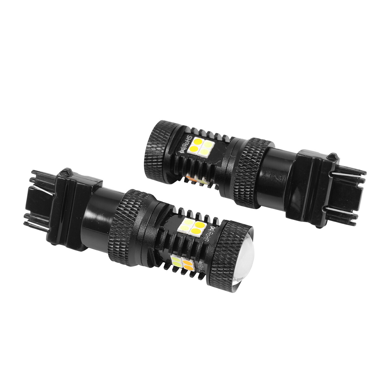 AUXBEAM 3157 T25 Dual Color Turn Signal Light Canbus LED Bulbs 3156 White Amber