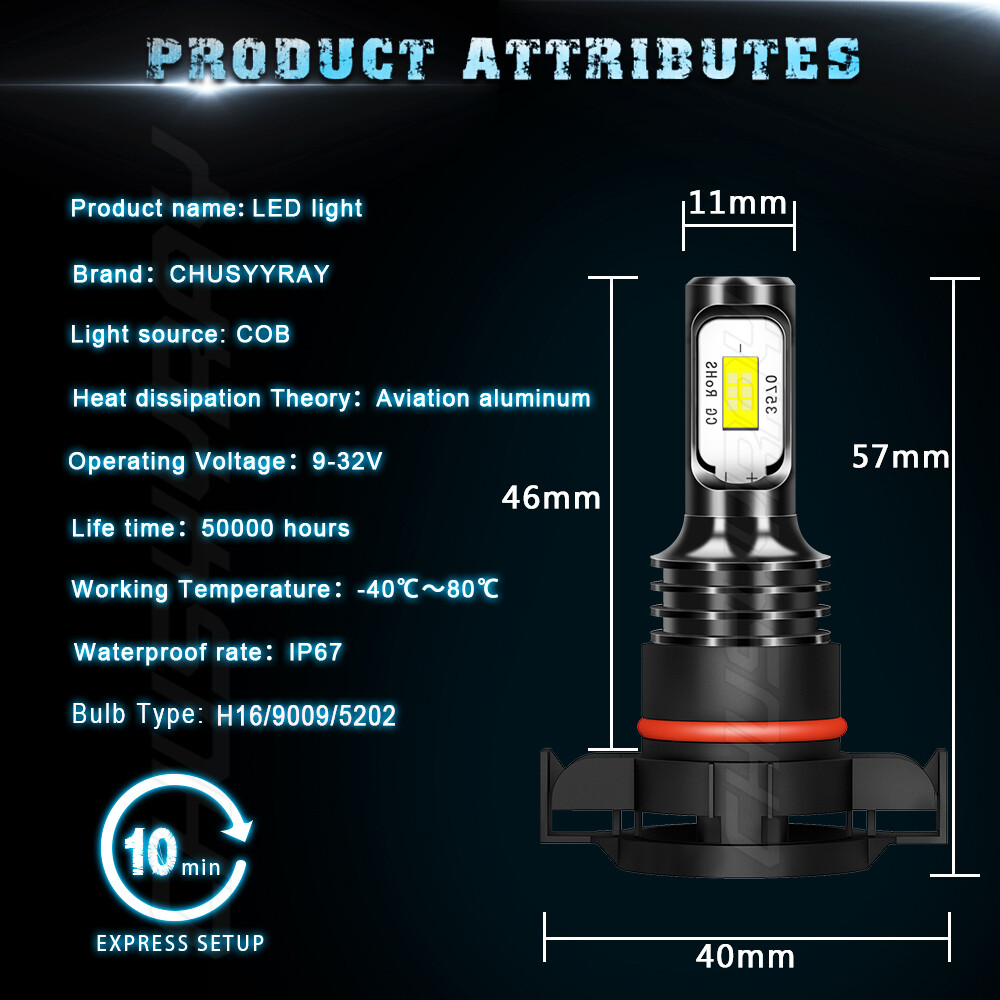 NEW 75W CSP LED Fog Lights For Chevy Tahoe 2007-2015 6000K White Bulbs Lamps
