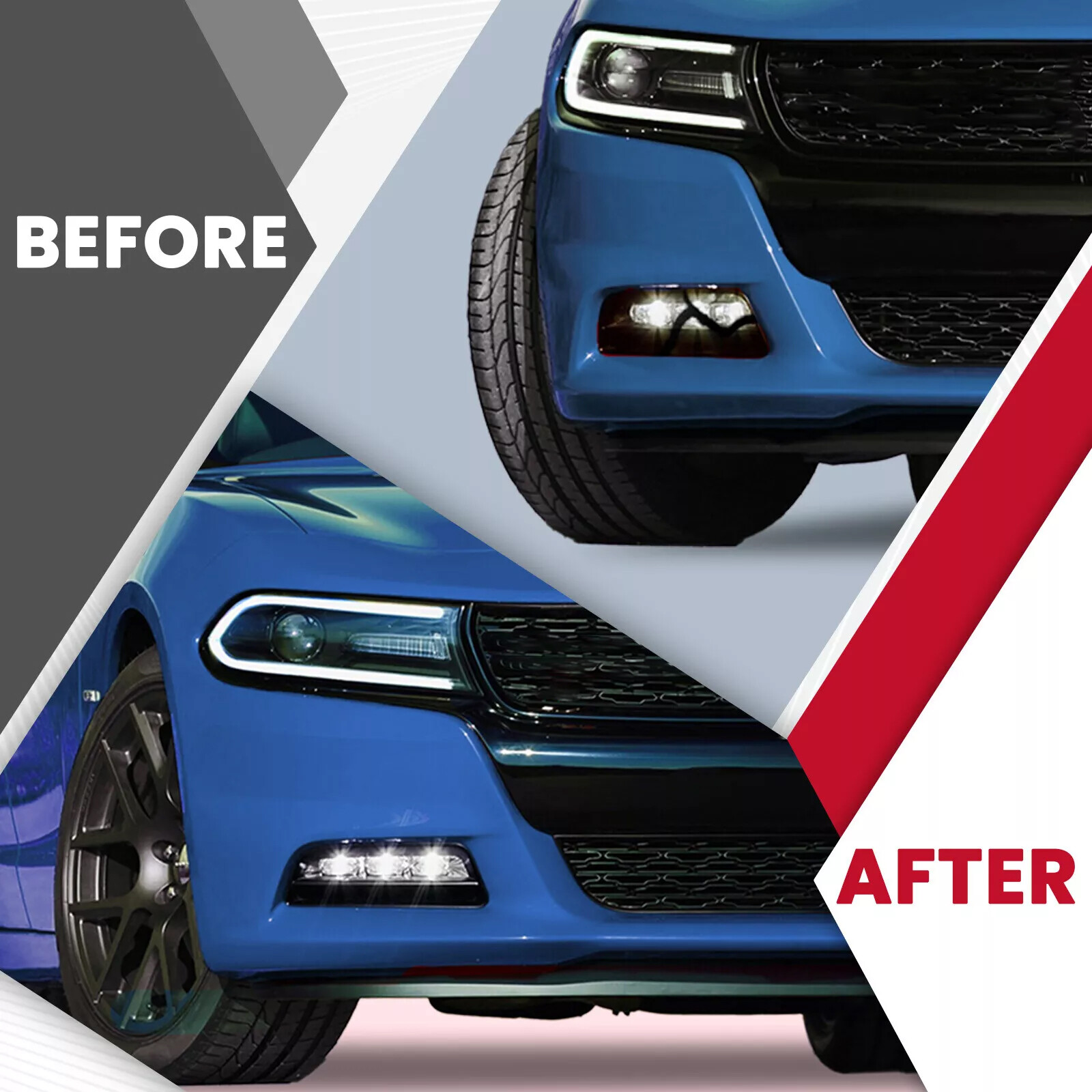 Pair Factory Style LED Fog Lights Bumper Lamps w/Switch For Dodge Charger 15-22