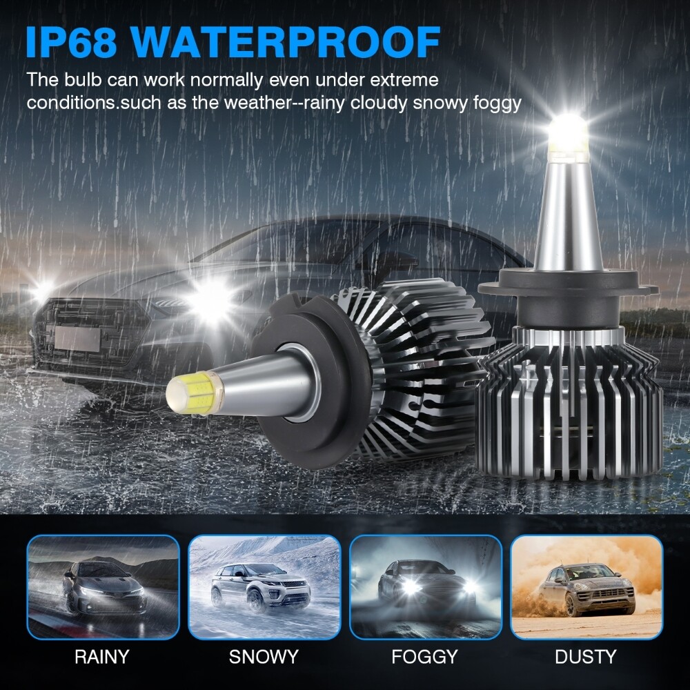 360° H7 LED Headlight Bulbs Kit High / Low Beam 6500K Super Bright White Lights