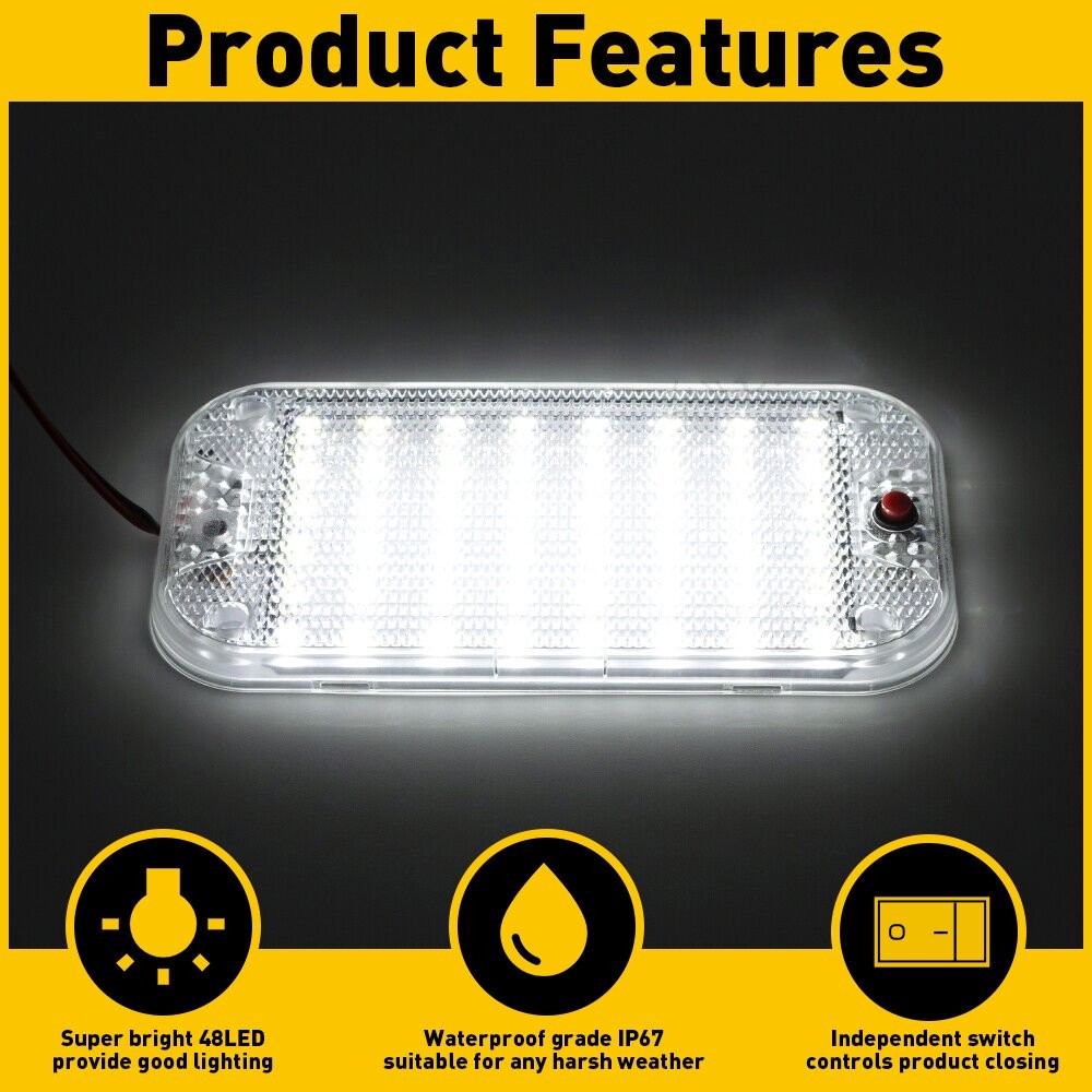 2x 48 LED 12V Car Interior Roof Light Ceiling Dome Lamp RV Camper Trailer Truck