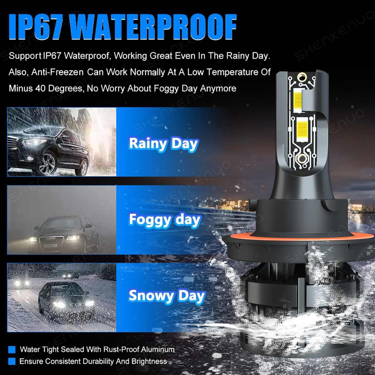 For Chrysler Aspen 2007-2009 White 9008 H13 9145 LED Headlight Fog Light 4 Bulbs