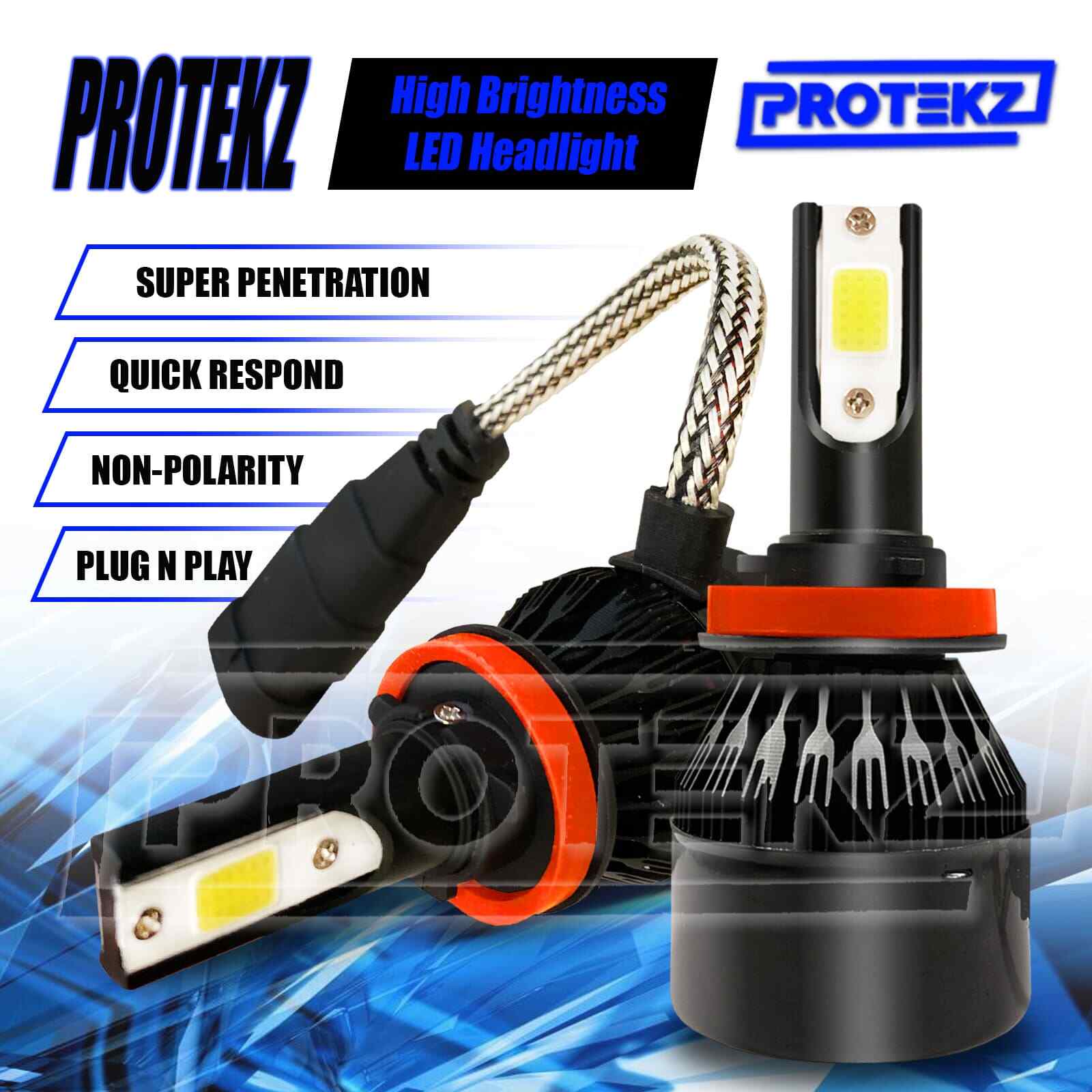 9012 H1R LED Headlight Kit 5Years Warranty Cooling Fan Hi Lo 800W 120000LM 6500K