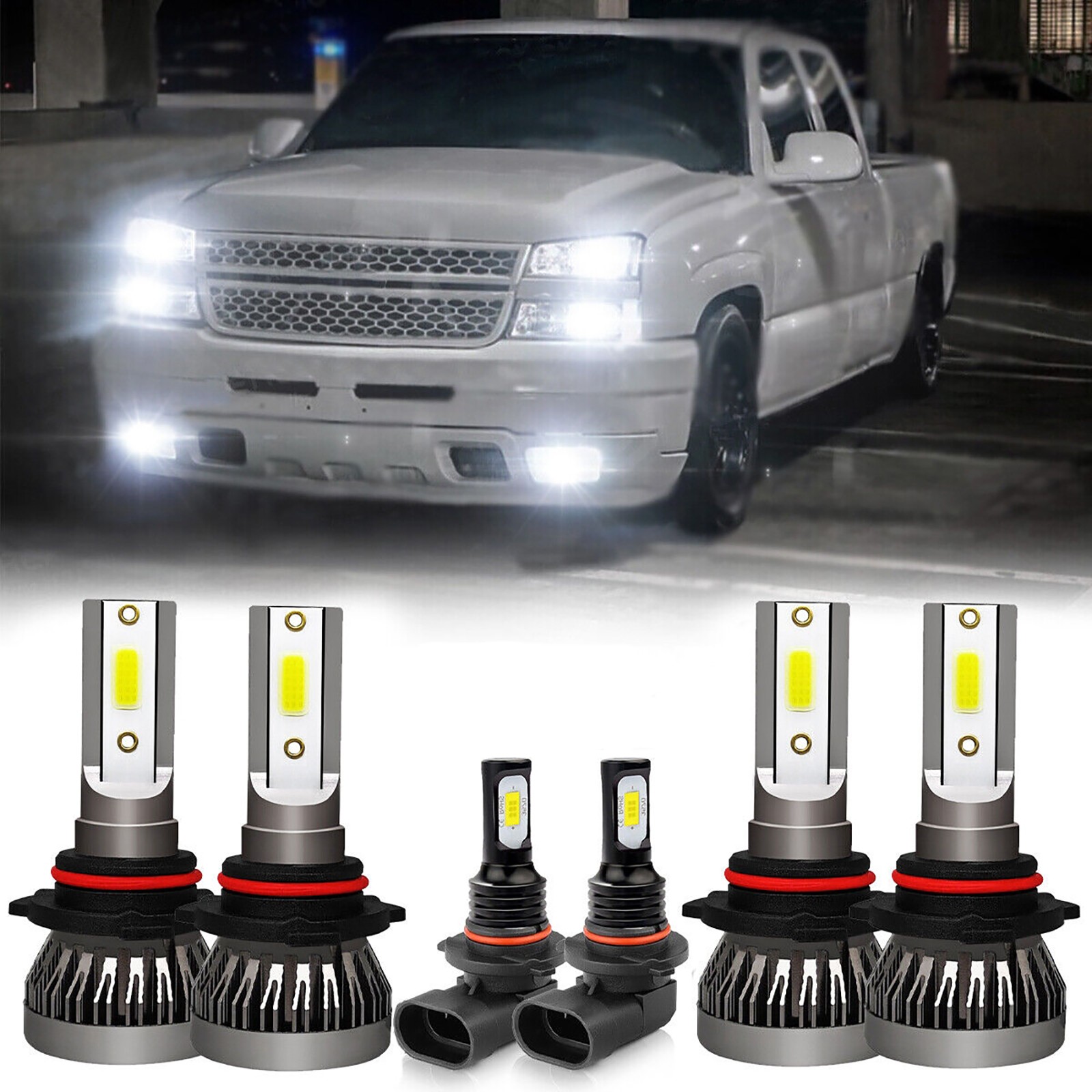 High brightness LED Headlights Fog Lights Bulbs For Chevy Silverado 1500 2500 HD