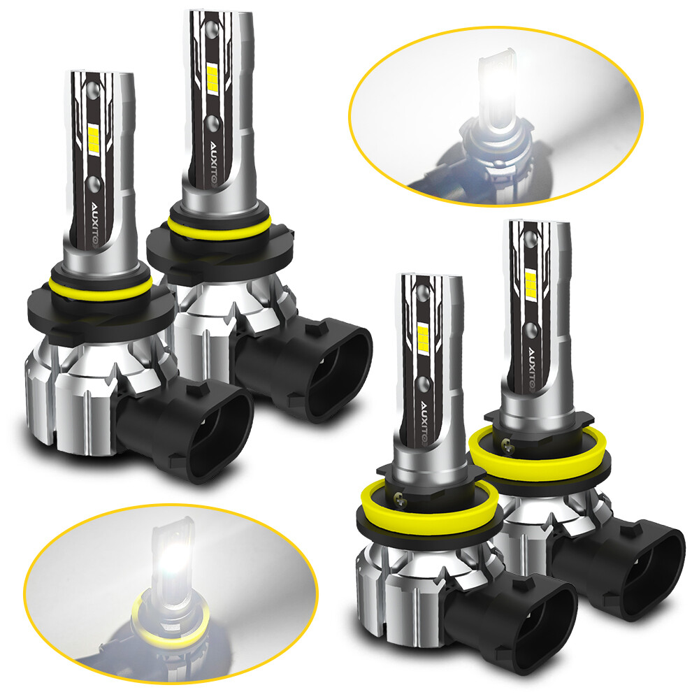 4X Auxito H11 9005 LED Headlight Bulbs High Low Beam Super Bright 48000lm E2 EOA