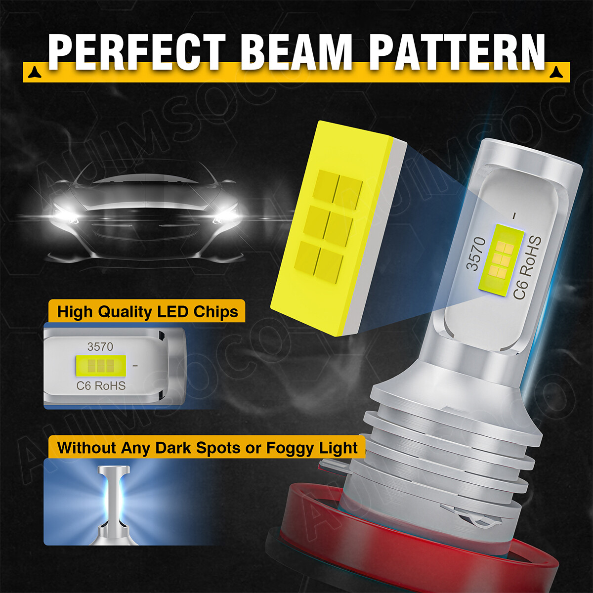 For Chevrolet Silverado 1500 2013-2021 LED Headlight Bulbs High Low Beam 80000LM