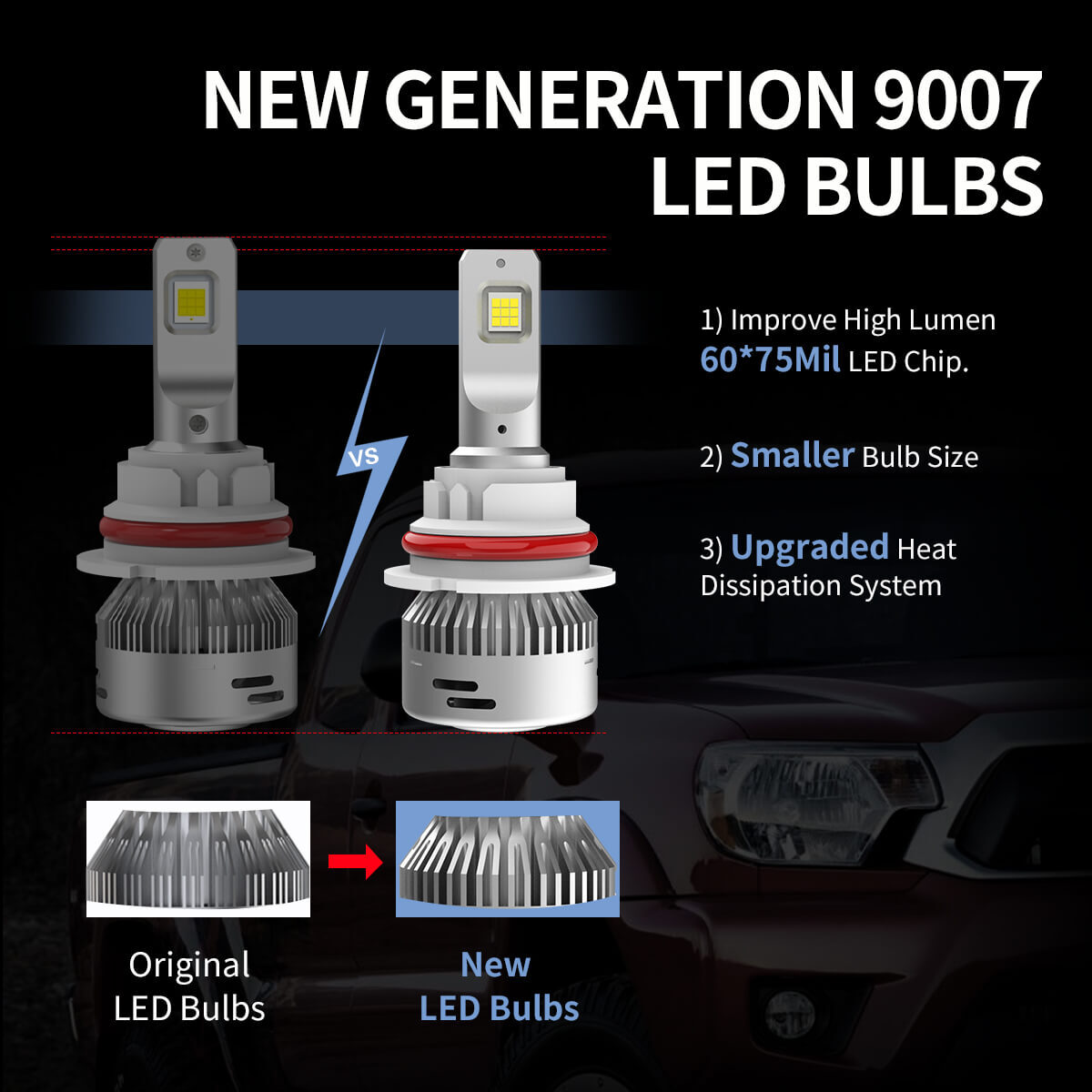 Clear White Lasfit 9007 HB5 LED Headlight Bulbs Lamps High Low Beam Super Bright