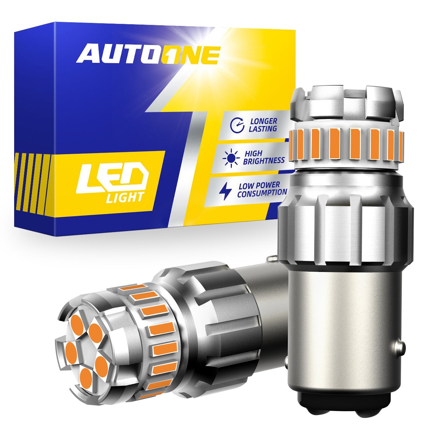 AUTOONE 1157 3000K Amber LED Daytime Running Lights Turn Signal Bulbs 2-10X