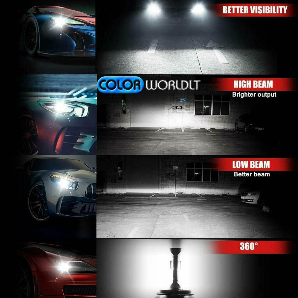 2PCS 4-Sides 9006 HB4 LED Headlight Bulb Kits Low Beam 6000K 120W 32000LM Light