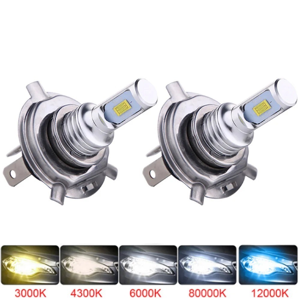 2x H4 9003 HB2 6000K Super White CSP LED Headlight Bulb Kit High Beam Canbus