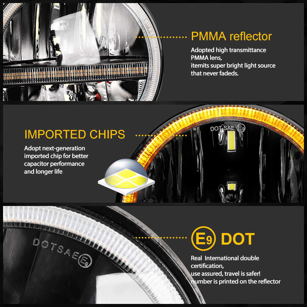 Pair DOT 7″ 200w Round LED Headlights Hi/Lo Beam For Chevy C10 C20 Pickup Truck