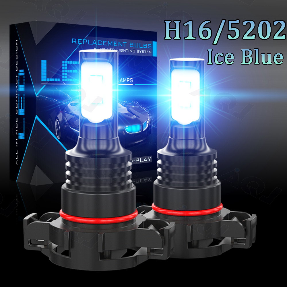 2x H16 5202 blue LED Daytime Running Light DRL Bulbs for Jeep Compass 2017-2019