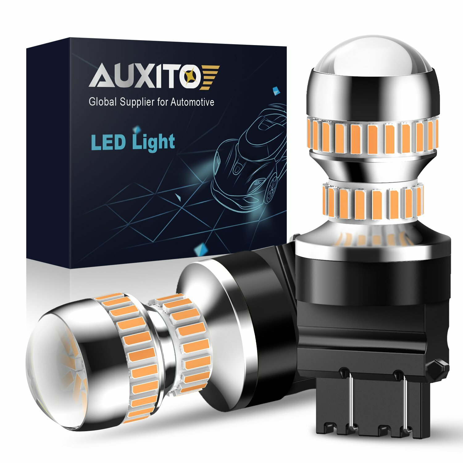 AUXITO Light Turn Signal DRL Bulb Amber Yellow Lamp 360° 54-LED Bulb for Ford