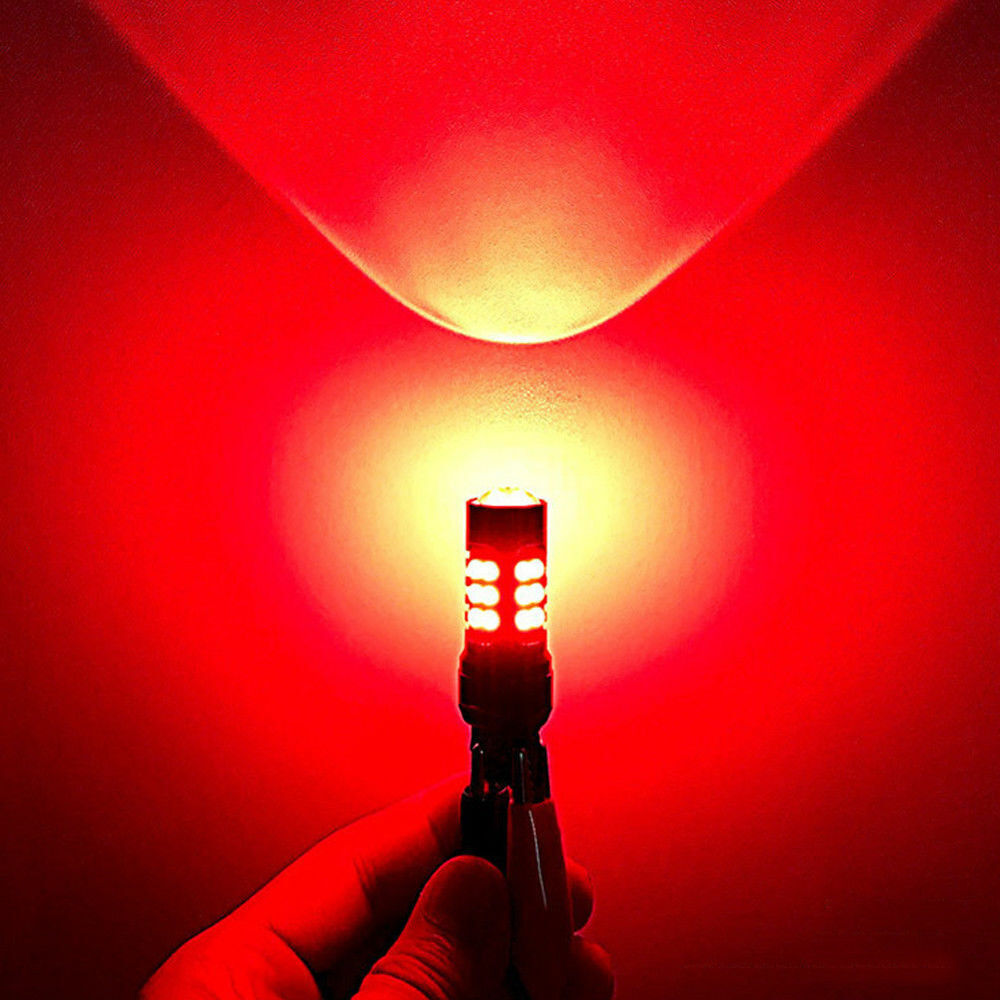 2pcs 1156 7506 LED Red Strobe Flashing Blinking Brake Tail Light Lamp Bulbs