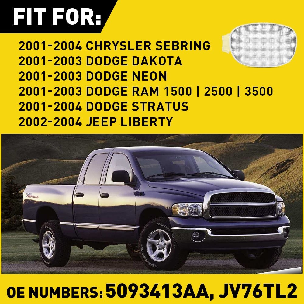 1PCS For 2001-2003 Dodge Ram 1500 2500 3500 Dome Read Light Assembly White Clear