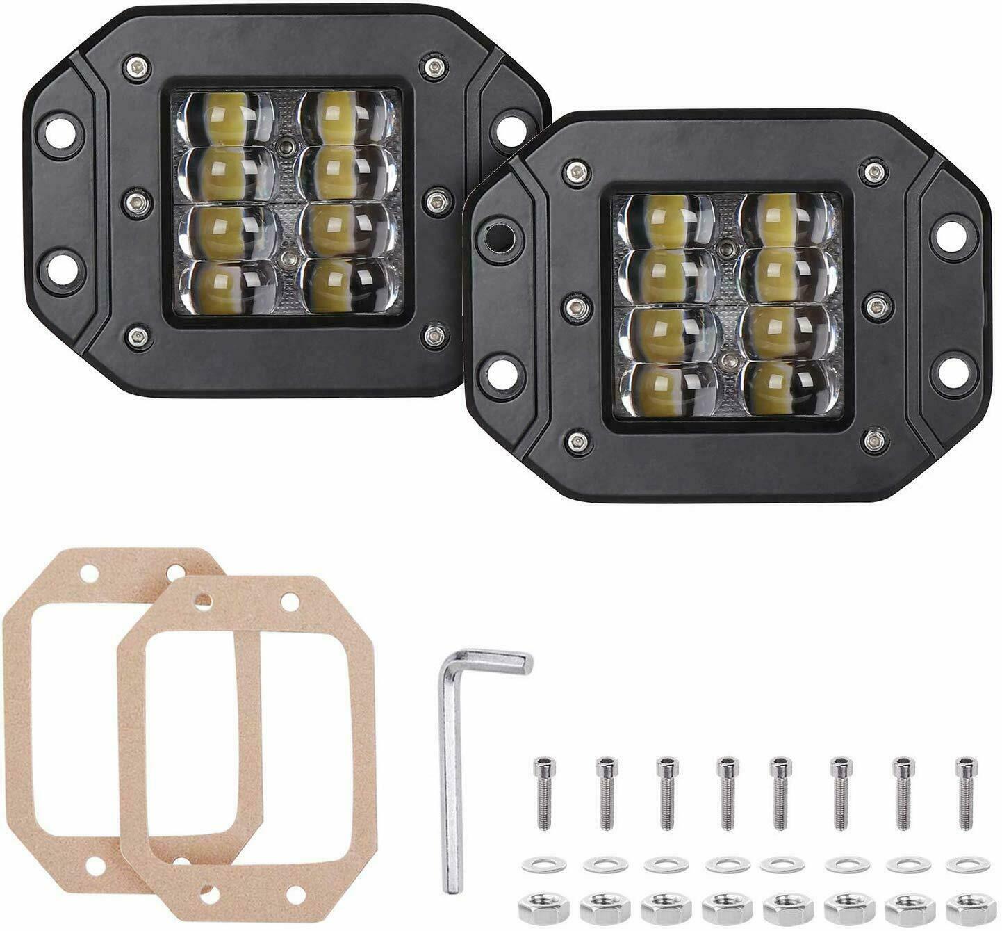 2x 5″ Flush Mount 160W LED Work Light Bar Rear Bumper Reverse 4-Row Spot Driving
