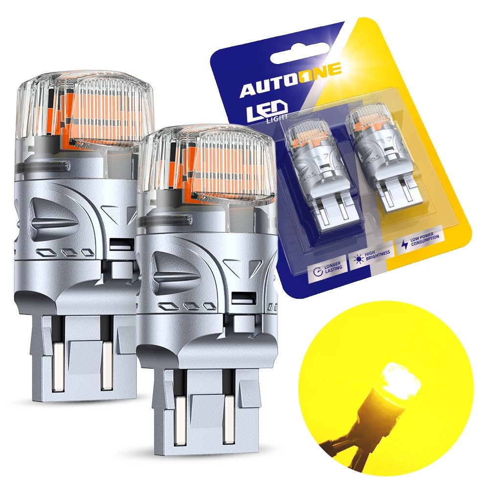 4PCS AUXITO 7443 Amber Yellow LED Turn Signal Light Bulb SMD Silver BRS Canbus