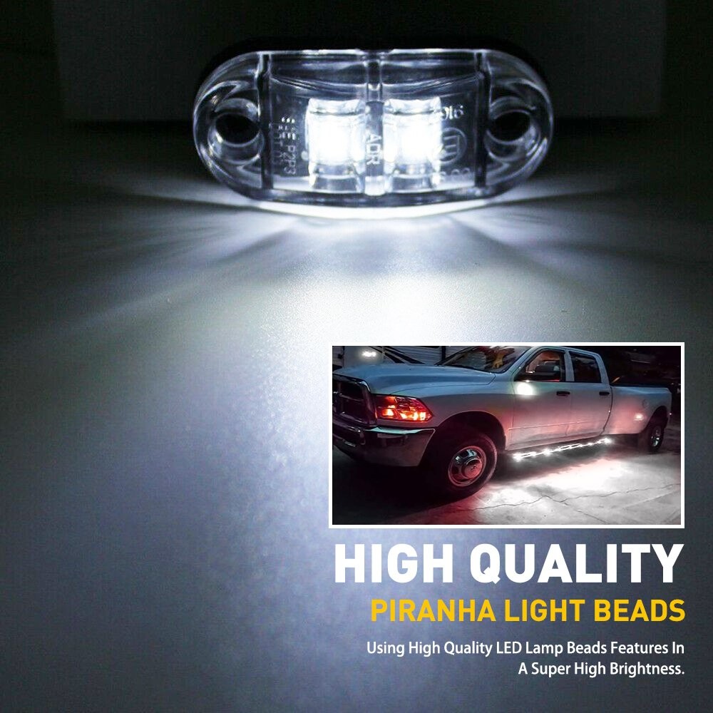 10x Pure White LED Light Thin Clearance Side Marker Light Lamp 2.5″ Bright EAH