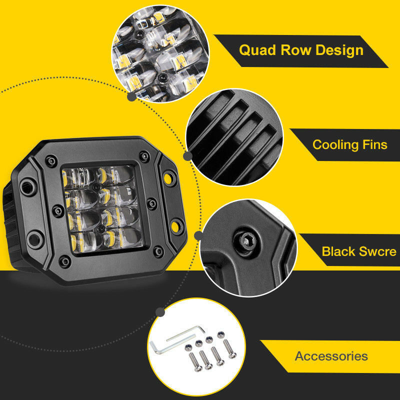 For Ford F250 F350 F450 1999-2016 Rear Bumper 160W Flush Mount LED Pods Spot 2Pc