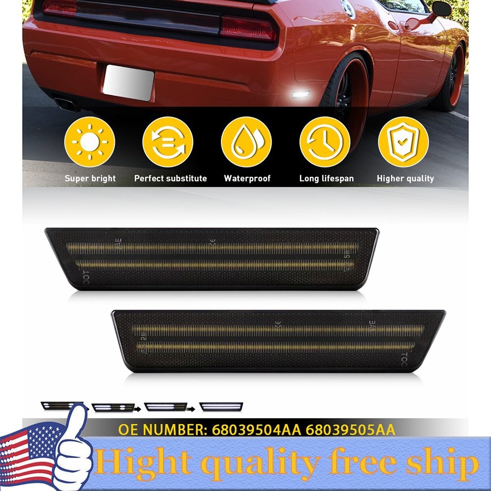 Fit 19-22 Ford Ranger Smoked Lens White LED Front Fender Side Marker Light 2/4/6
