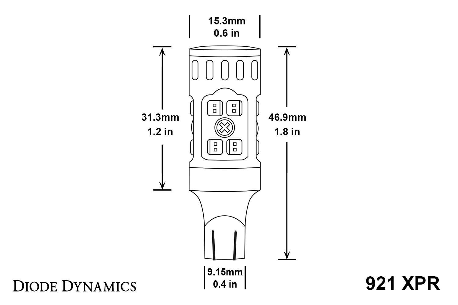 921 XPR Backup Bulbs Cool White Diode Dynamics 720 Lumens