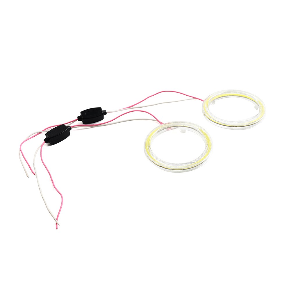 12V LED DRL Fog Headlights COB Angel Eyes Halo Ring White Light 70MM Car Auto