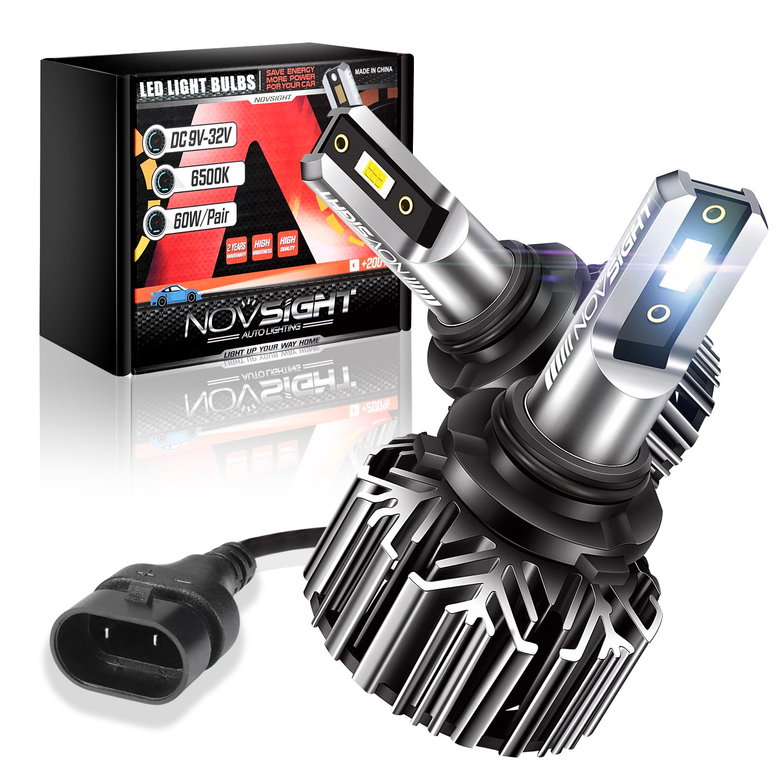 NOVSIGHT 9006 LED Headlight Bulbs Lamp Conversion Kit Low Beam 6500K Canbus 2x