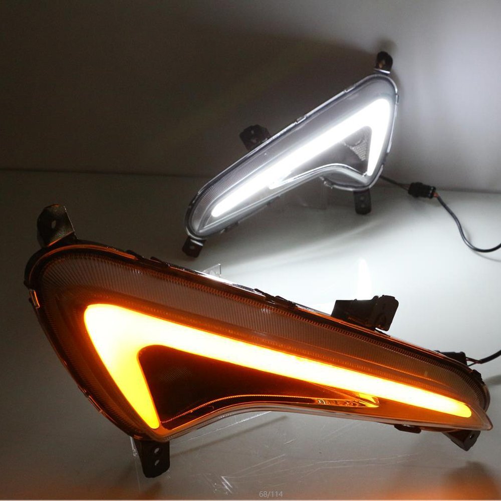 DRL Daytime Running Light LED Lamp For Hyundai Accent Solaris Verna 14-16 W Turn