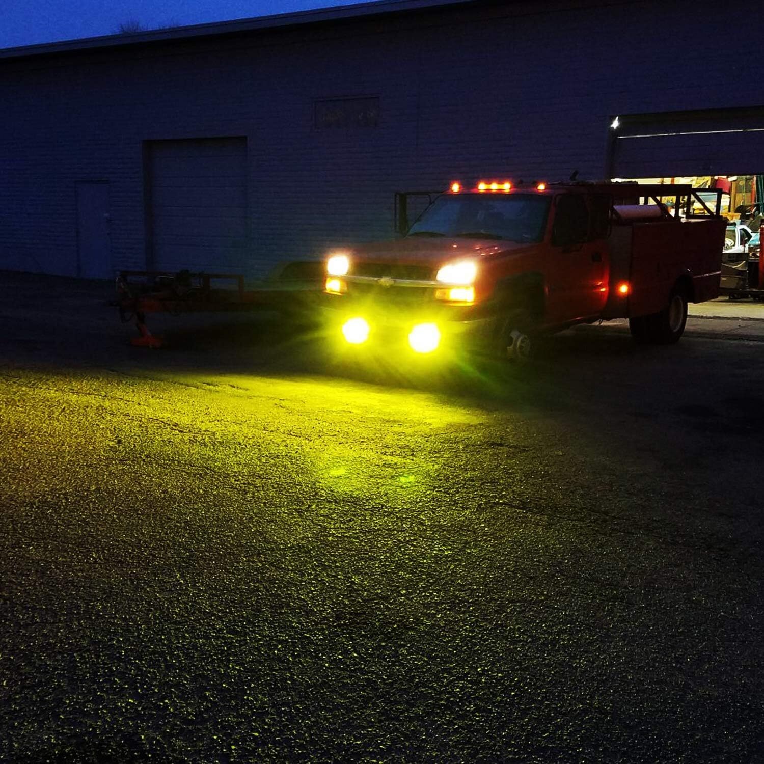 4x 7″ Yellow LED Driving Light Spot Pods Fog Lamps Fit Peterbilt Mack Semi Truck