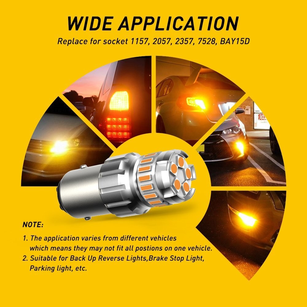 Auxito LED Front Sidemarker Side Marker Light Bulbs Lamps Amber 3000K 1157 2357