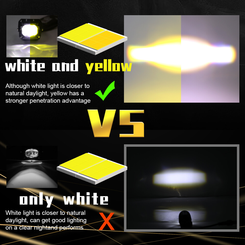 Pair 3″inch LED Work Lights Car Offroad Driving Spot Flood Fog Light 160W Yellow