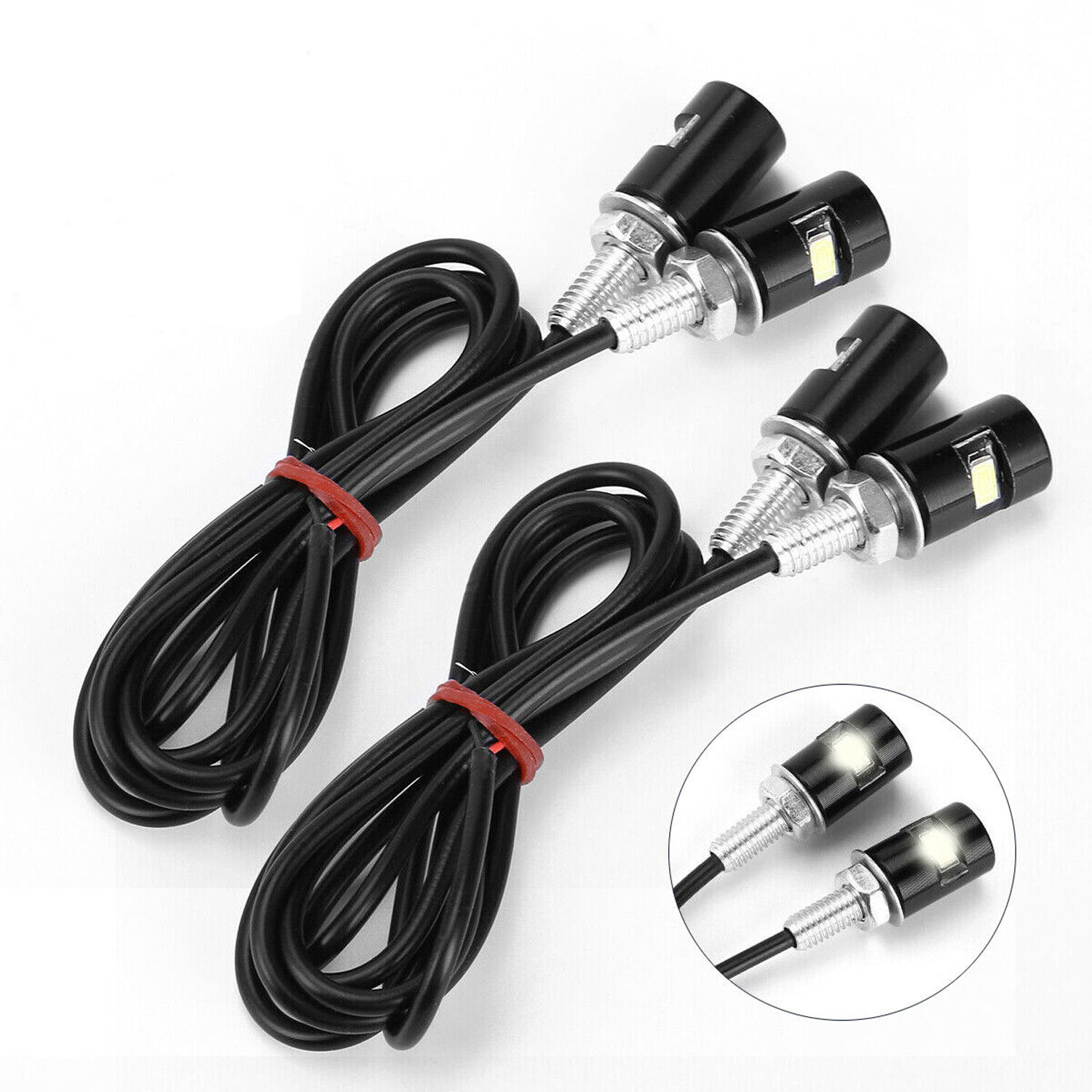 4× Motorcycle Car LED License Plate Light 5630/5730 SMD Screw Bolt Lamp Bulbs