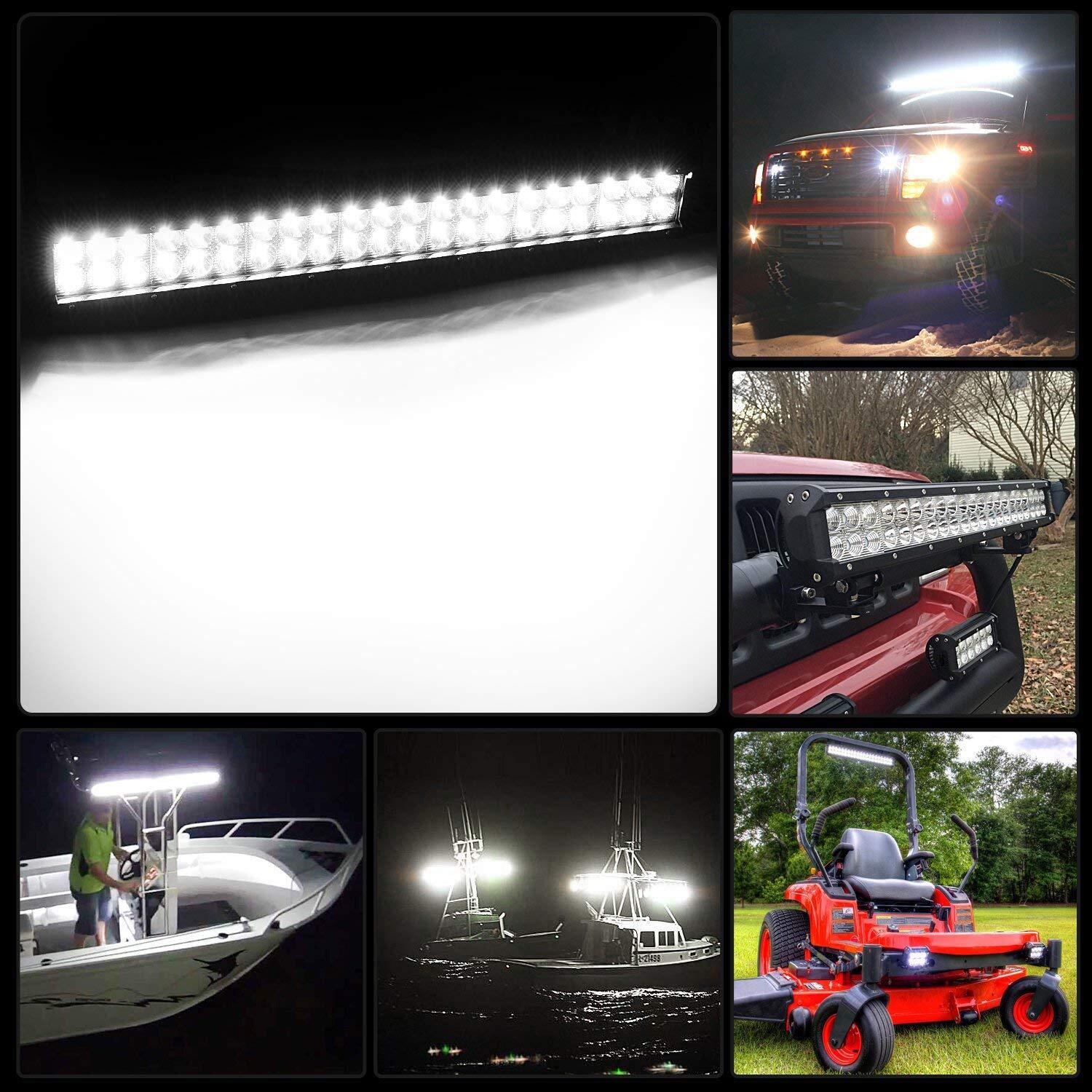 52″ Inch 1000W LED Light Bar Spot Flood + 12″ + 4″ Pods For Jeep Truck SUV Boat