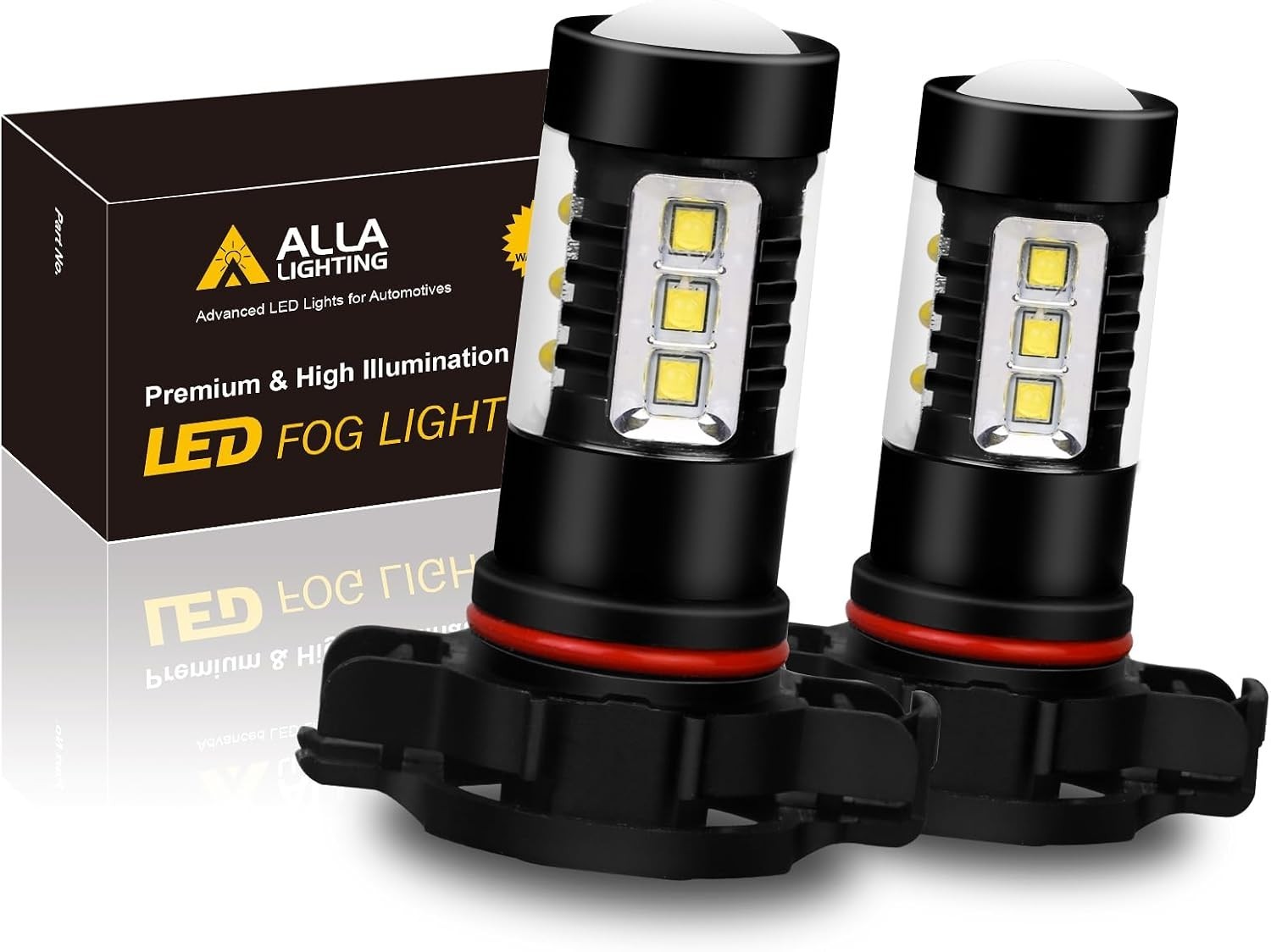 80W 2504 LED Fog Lights Bulbs 12276 Upgrade, 6000K Xenon White PG20/7 Base Ex…