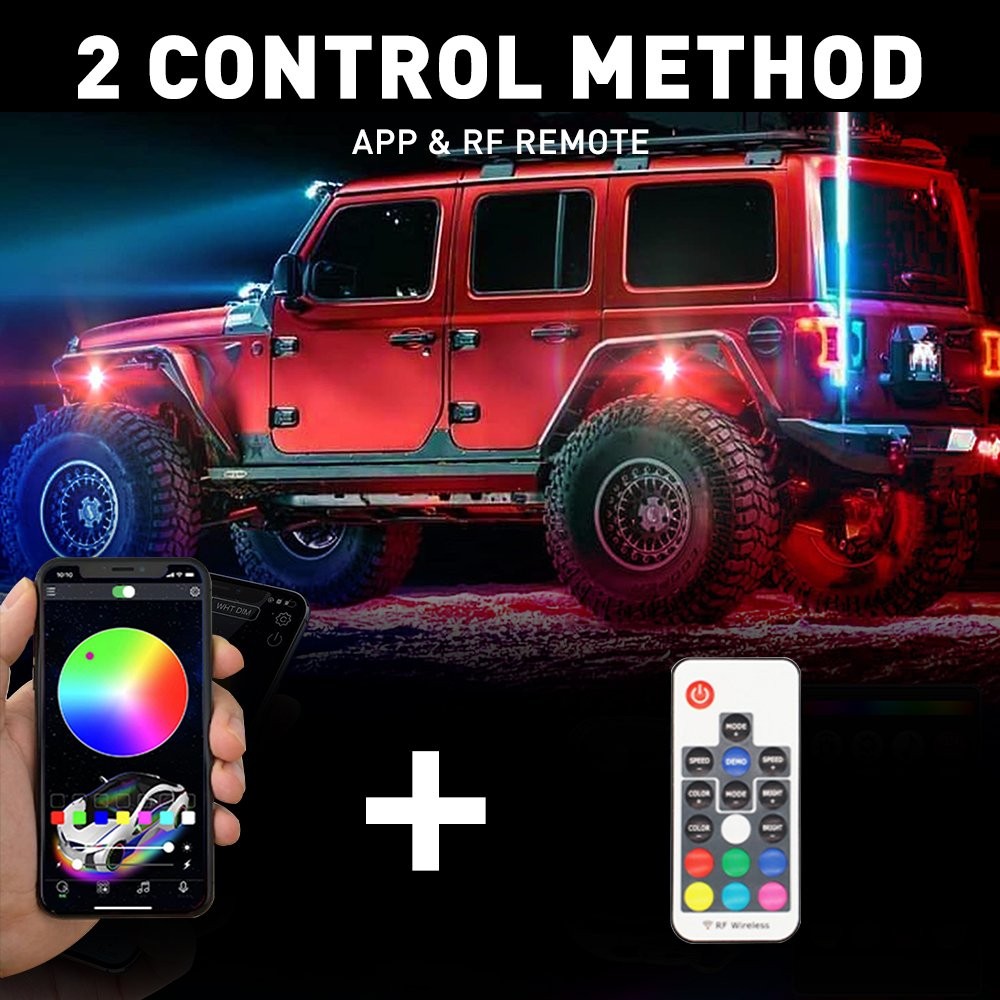 1-10X 6-in-1 RGB Under Strip Light Strip LED Neon Tube UndergLo Underbody System