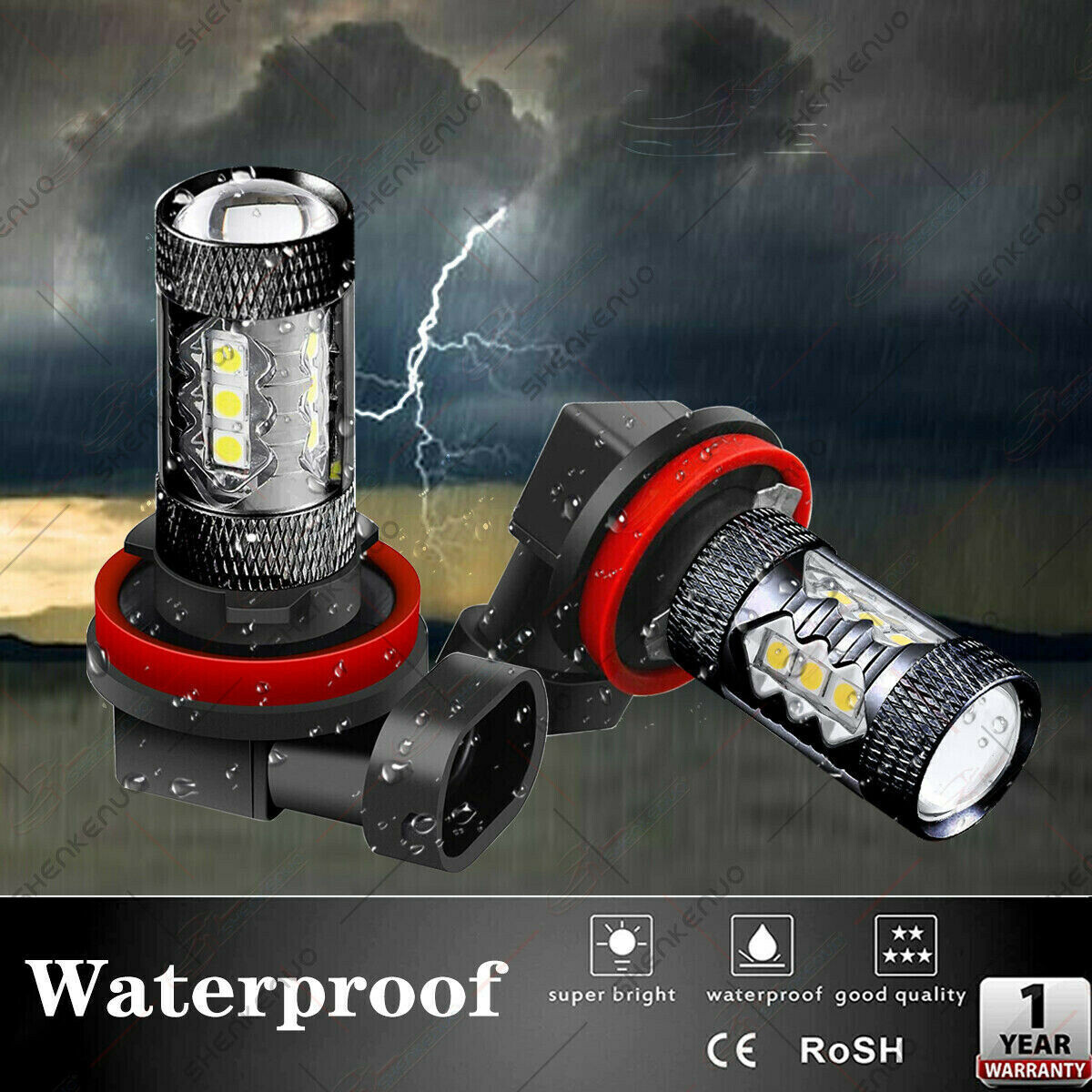 LED Fog Driving Light H11 H16 H8 3000K Yellow Super Bright Bulbs 3030SMD 4000LM