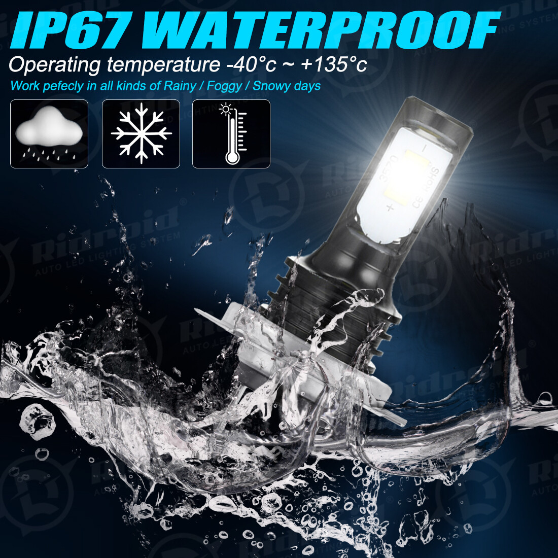 4Pcs H7 LED Headlight Combo Bulbs Kit High + Low Beam 6500K Super White Bright