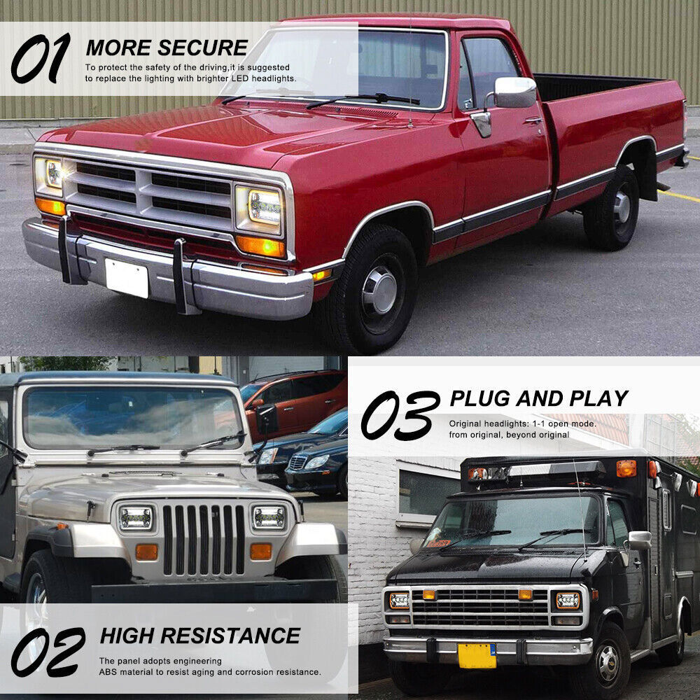 For Nissan Pickup Hardbody D21 DOT 5×7″ 7×6″LED Headlight High Low Beam DRL