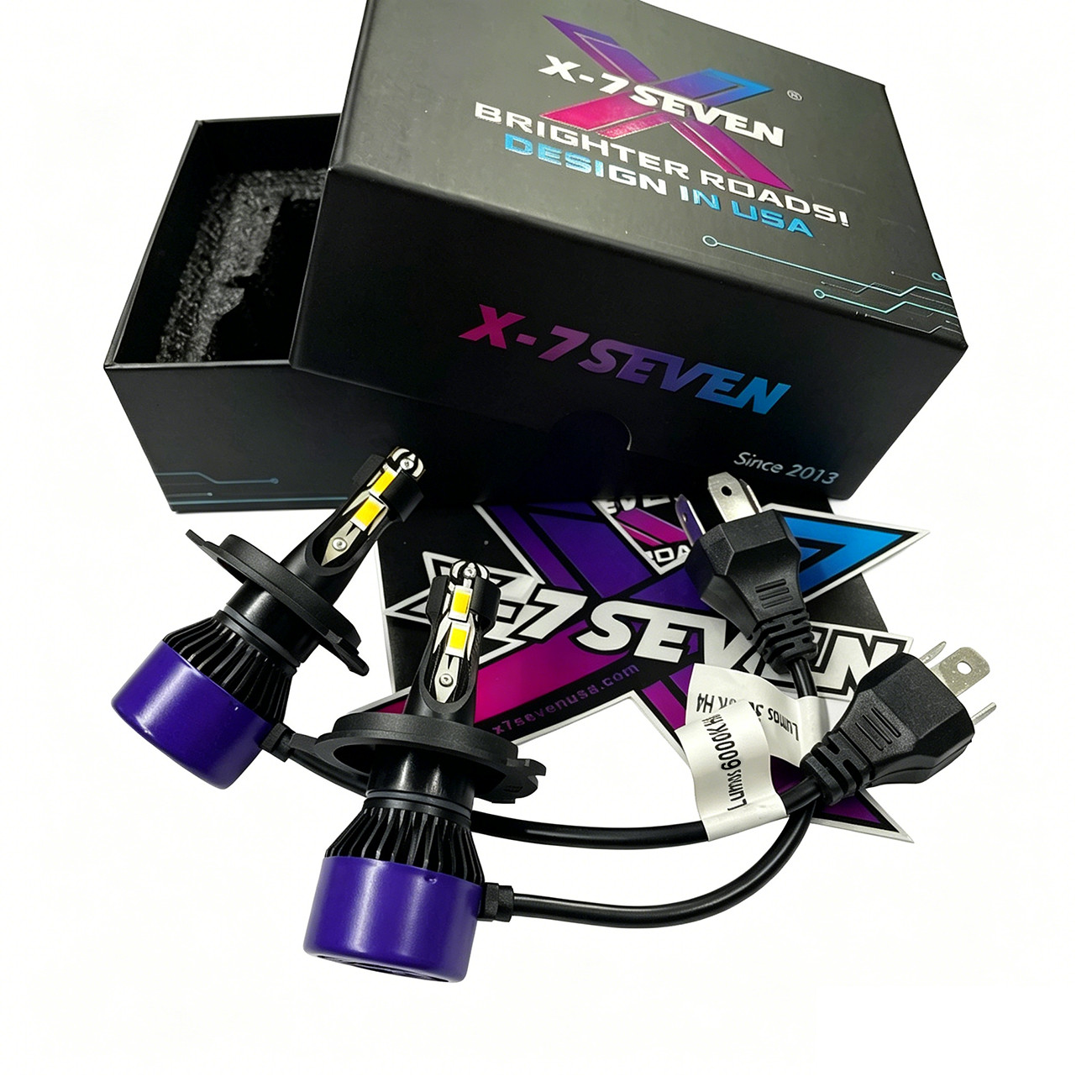 X-7SEVEN H4 LED Headlights Bulbs Kit High Low Beam 6500K Super Bright White 85W