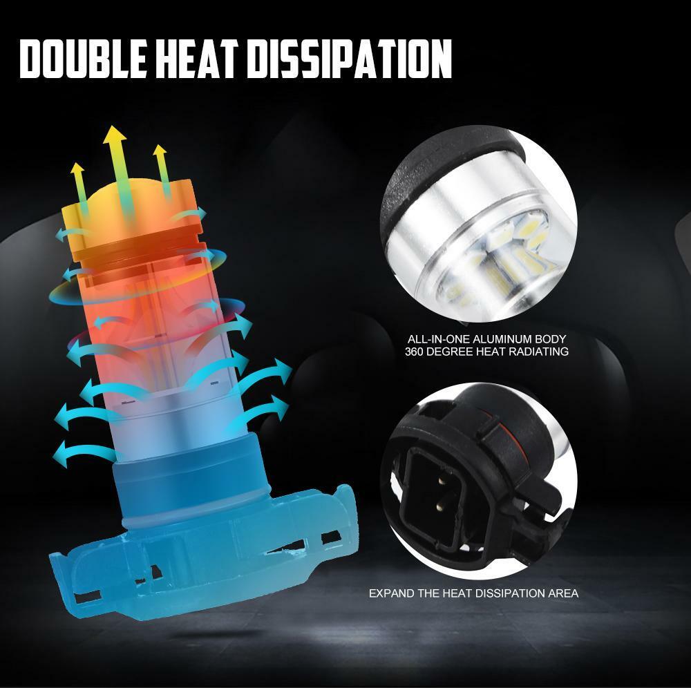 2x H16 5202 PS24WFF 100W 6000K Super White LED Fog Light Bulbs Daytime